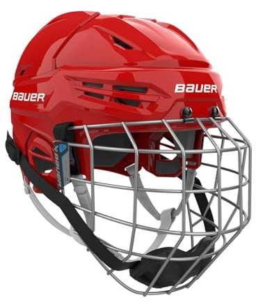 Bauer Re-Akt 55 Combo Senior - Casco da hockey su ghiaccio, colore: Nero (rosso, S)
