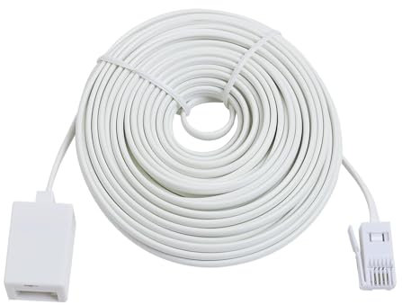 Oupdate BT Telephone Extension Cable 10M, BT Male to Female Extension Cable 6-Pin Straight Through Telephone, Phone Line Cord Compatible with UK Landline Fax and Modem Home and Office
