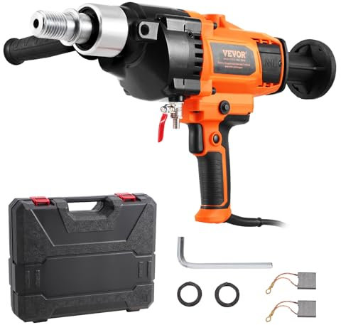 VEVOR Kernbohrmaschine Diamantkernbohrmaschine 2-18 cm Bohrdurchmesser und Tragetasche, robuster Beton-Kernbohrer 2600 W, Nass- und Trockengebrauch, zum Bohren von Beton und Mischen von Farbe