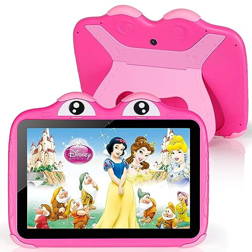 Tablette Android 10 pour enfants à partir de l'âge primaire avec WiFi 6 Dual Caméra IPS Quad Core Widevine L1 64 Go GMS Certified Kids Tablette avec sécurité enfant et étui fin Rose