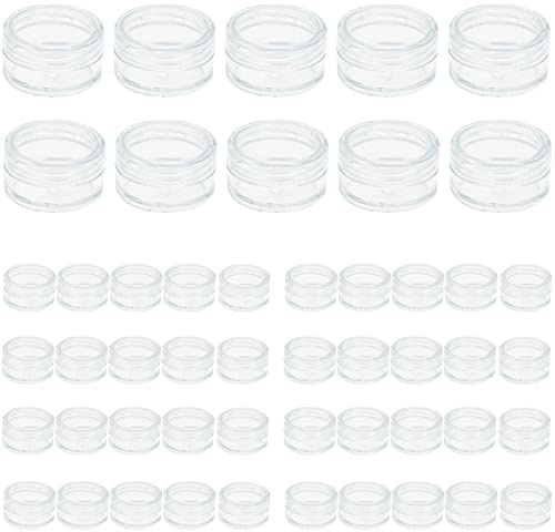 Lot de 50 mini boîtes vides transparentes de 5 ml avec bouchon à vis pour cosmétiques, baume à lèvres
