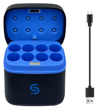 SLODA Custodia di Ricarica per Batterie al Litio 1,5V e NiMH 1,2V con Indicatori LED, Organizer Compatto e Portatile con Cavo di Ricarica