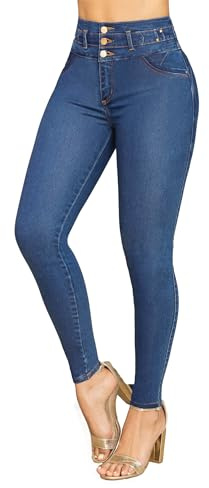 Bula, High Rise Butt Lifter Jean for Women - Shaping and Stylish Fit, Push-Up Pants with Pockets Stretch Denim for Greater Comfort - Made in Colombia, Blue Jeans