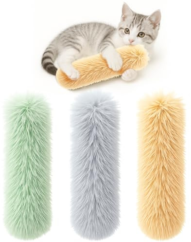 Petinstinct 3 Pack Cat Pillow Toys with Catnip, Soft Plush Crinkle Cat Kicker Toys, Interactive Indoor Kitten Chew Toys for Kitty Exercise, Catnip Toys, Promotes Self Play