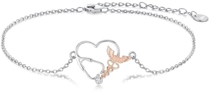 HARMONY BOLA stetoskop armband 925 sterlingsilver Caduceus ängelarmband sjuksköterska smycke presenter till läkare medicinstudenter
