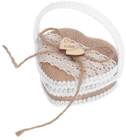 CALLARON Boîte à Alliances Rustique En Jute Portable, Coussin Mini-boîte Pour Fiançailles Et Cérémonie De Mariage, Accessoire Léger Et Compact Pour Demoiselles D’honneur, Déco Mariage Champêtre