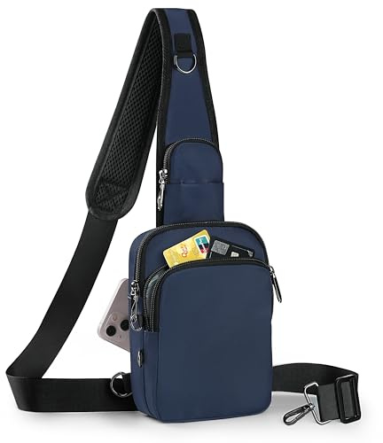 Tibroni Anti Diebstahl Umhängetasche Chest Crossbody Bag Brusttasche Herren Damen Schultertasche Wasserdicht Sling Bag Tasche Klein Handtasche mit Reißverschluss Lock und RFID-Blockierung