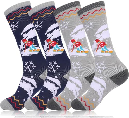 flintronic Kids Ski Socks, 2 Pairs Thermal Ski Socks for Boys Girls, Thick Long Sock for Children Skiing Snowboard Skating