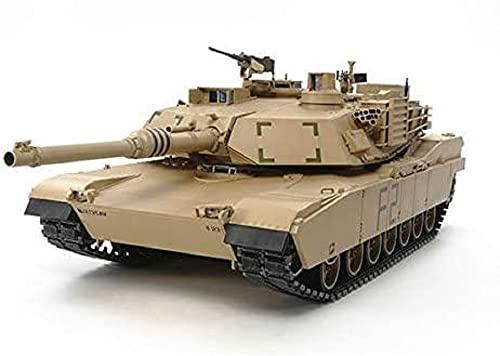 Tamiya 56041-1:16 RC US KPz M1A2 Abrams Full Option, Bausatz, Maßstab 1:16, Modellbau, RC Panzer, Aufbauanleitung, inkl. Motor, Braun