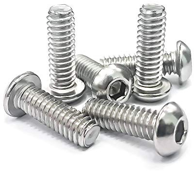 1/4-20 x 3/4 Button Head Socket Cap Bolts Screws, 304 Stainless Steel 18-8, Allen Hex Drive, Bright Finish, Fully Machine Thread, Pack of 25