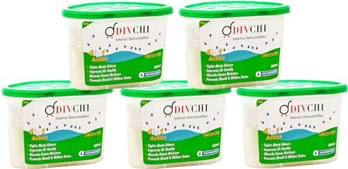 DIVCHI Dehumidifier 500ml Pack of 5 Condensation Remover Moisture Absorber Dehumidifiers for Damp, Mould, Moisture in Home, Kitchen, Wardrobe, Bedroom
