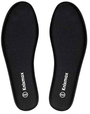 Knixmax Semelles Mémoire de Forme Confort, Semelles de Chaussures Femme de Homme, Absorption des Chocs et Un Amorti pour, Respirant F-Noir 39EU