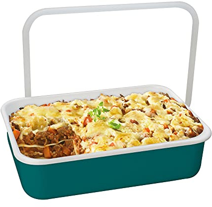 HoneyWare Color Line Frischhaltedose mit Deckel Emaille Petrol | L | 1,35L | hitzebeständig bis 400°C | Meal Prep Boxen für alle Herdarten, Backofen und Grill geeignet | Aufbewahrungsbox mit Deckel