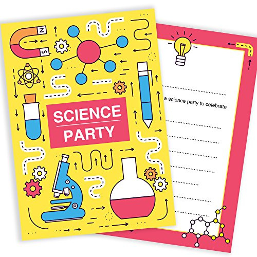 Olivia Samuel Lot de 20 invitations à une fête scientifique prêtes à écrire avec enveloppes