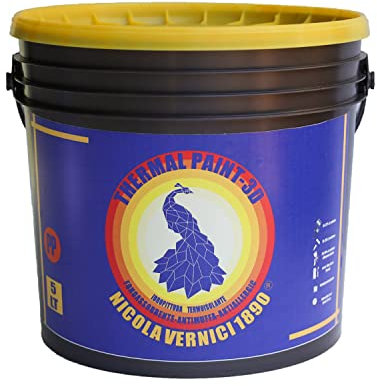 NICOLA VERNICI Thermal Paint Pittura Termica ad Acqua 5lt - Termoisolante, Fonoassorbente, Anticondensa, Antiallergica e Antimuffa, Made in Italy - Bianco