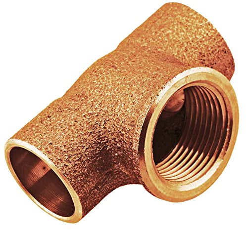 MegaHaustechnik Löt Fitting 4130G T-Stück i-IG-i 2 Muffen zum Löten für Kupfer Rohr Außendurchmesser 28mm mit 1/2 Rohr Zoll Innengewinde Anschluss Trinkwasser geeignet 90° Abzweig