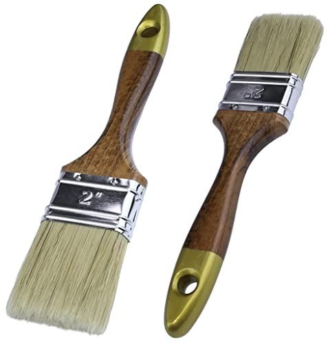 AERZETIX - C55079 – Set med 2 – professionell platt pensel med naturborst 225 x 50 mm – för målning av limlack – trähandtag – målningsverktyg för renovering/dekoration/underhåll/arbete