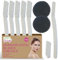 SOL 6pk Dermaplaning Blades for Face & 2pk Bamboo Pads - Smooth Skin Exfoliation, Peach Fuzz Removal, Precision Eyebrow Razor, Gentle Facial Shaver, Non-Slip Grip, Reusable Pads for Radiant Skin