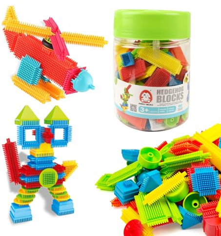 Kikuo Bauklötze mit Borsten, 150Pcs Steckbausteine Playset, 3D Bausteine Riesen Set für Kinder Gehirn Entwicklung Bildung Spielzeug-Barrel Loading Bausteine Basic Set