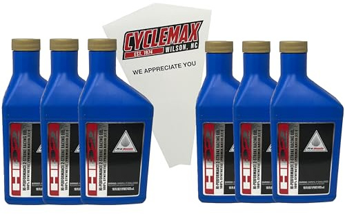 CYCLEMAX Six Pack Compatible with Honda HP2 Synthetic 2 Stroke Oil Pint 08C35-AH21S01 Contains Six 16oz Bottles and a Funnel