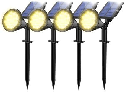 NBKLS Solar Spot Lights for Outside, 21 LED Outdoor Solar Lights for Yard, 4 Pack Solar Spotlights Waterproof Auto On/Off for Landscape, Wall, Garden, Pool, Tree, Pathway and Driveway(Warm White)