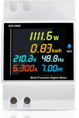 BYZESTY Compteur Électrique Rail DIN Monophasé : Compteur D'Énergie LCD Numérique 6 en 1, AC40-300V 100A Compteur AC kWh, Pour Systèmes De Mesure Électrique Et Industrie (Noir)