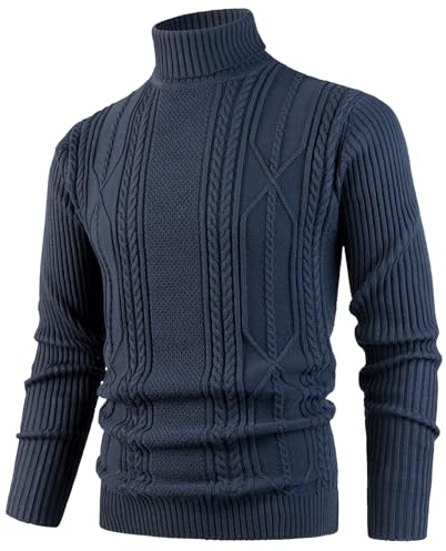 OlyljpinZ Maglione Dolcevita da Uomo Maglioni Lavorato a Maniche Lunghe Invernale Caldo Sweater a Collo Alto Giacca in Maglia a Cavo Pullover Casuale Tinta Unita Classico Business Felpa
