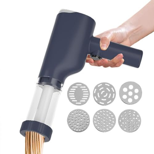 Electric Pasta Maker, 40W Handheld with 6 Discs, Portable Noodle Machine, Automatic with Measuring Cup