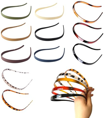 11 Pièces Serre Tete, Bandeau Peigne de Dents Serre-Tête Fin pour Femme Bandeaux Unis en Plastique Bandeaux Réglables en Zigzag Serre Tete Unisexe, Idéal pour les Lunettes et le Quotidien