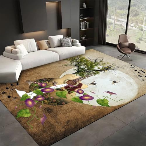 3D Fiori Delle Piante Stampa Tappeto Salotto Grande Pelo Corto Moderno, Moquette Antiscivolo, Grandi Soggiorno Bambini Camera Da Letto Decorazi 120 X 160 Cm - Pulizia Facile - Poliestere -45390617915