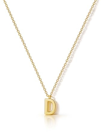 HANLI Collana Personalizzata Con Nome Iniziale D Donna Oro Placcato 14K Anallergici Leggeri Trendy Gioielli di Moda per le Donne