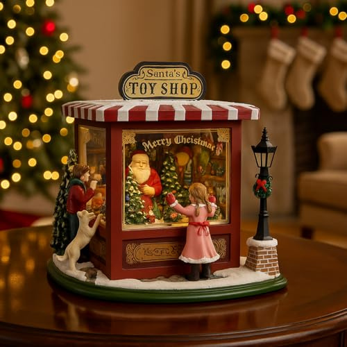 VARZI Carillon Villaggio Natalizio Babbo Natale Toy Shop 20cm