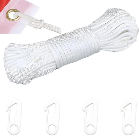 20 m flaggstångsrep, flaggstång halyard (vit)