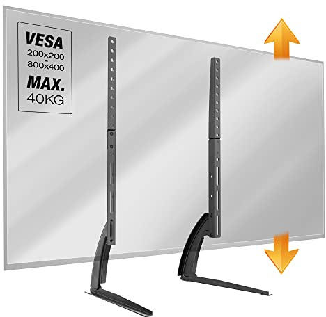 RICOO Supporto TV da tavolo FS502 Televisore 30-65 (76-165 cm) Staffa universale Piedistallo televisione LED/LCD/Curvo VESA 200 x 200-800 x 400 Nero