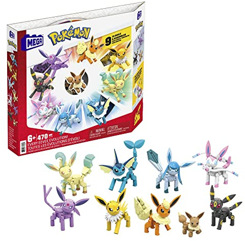 MEGA POKÉMON Evoli - Evolitionsset, 9 voll bewegliche Figuren zum Zusammenbauen aller Stufen, für Kinder ab 6 Jahren, GFV85
