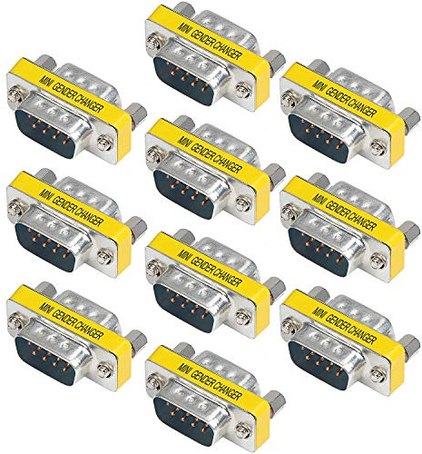 abcGoodefg 9 Pin RS-232 DB9 Male to Male Female to Female Serial Cable Gender Changer Coupler Adapter (10 Pack, DB9 Male to Male)