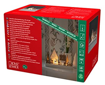 Konstsmide LED Holzsilhouette, Waldhäuser mit Rentieren, 6H Timer, 6 warm weiße Dioden, batteriebetrieben, Innen, 0,36W, Batterie: 2 x AA 1,5V (exkl.) - 3282-210, White