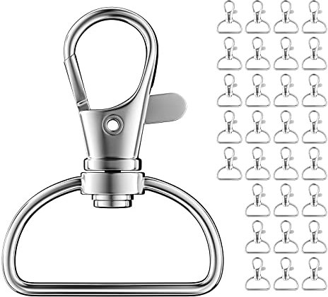 Firschoie 30 Stück Karabiner Mit D-Ring, Hummer-Schlüsselanhänger (Innenbreite 25mm) - Geeignet für Halsketten, Armbänder, Anhänger