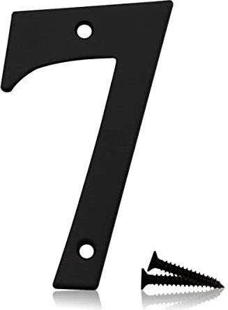 Bwintech 1 Pcs 75mm Matt Black SS304 House Numbers Door number 7, House Signs for outside, House Numbers Plaques for Front Wooden Door