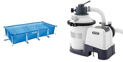 Intex 28273NP Small Frame - Piscina Desmontable Tubular, 450 x 220 x 84 cm, 7.127 litros, Color Azul & 55249 - Depuradora de Arena Krystal Clear 3.500 L/H, para Piscinas Desmontables de hasta 17.00