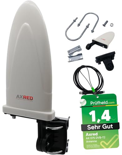 [Test SEHR GUT, Note 1.4 *] Anadol AXRED AX075 DVBT2 Antenne mit Verstärker 36dBi für außen, DVBT Antenne für Receiver Fernseher, DVB-T DVB-T2 Antennen, Zimmerantenne, Freenet TV