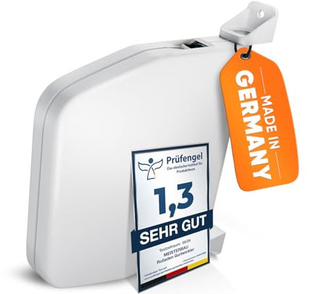 MEISTERBAU Enrouleur de sangle de volet roulant pour montage en saillie [sans sangle] – Fabriqué en Allemagne – Enrouleur de volet roulant rabattable pour sangle de volet roulant 14 mm – Orientable à