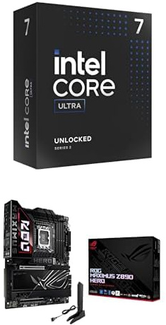 Intel® Core™ Ultra 7 265K 20-Core up to 5.5 GHz + ASUS ROG Maximus Z890 Hero ATX, 22+1+2+2 Power Stages, DDR5, PCIe 5.0, 6X M.2, WiFi 7, AI Overclocking, PCIe Slot Q-Release Slim