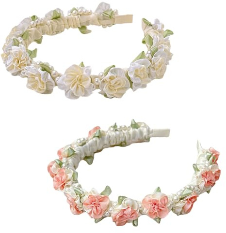 2 Pièces Couronne de Laurier, Bandeau Pearl Jasmine, Bandeau Grecque Romain Coiffe Cheveux Femme Accessoires, Bridal Coiffe de Mariage Feuille Serre-tête Couronne Voyage, Photographie, Fête