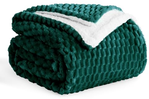 Aisbo Coperta Plaid Pile di Sherpa 150x200 cm, Verde scuro - Invernale Coperta Pelosa- Divano/Letto Matrimoniale King, Copridivano di Microfibra Calda e Morbida, Regalo Perfetto