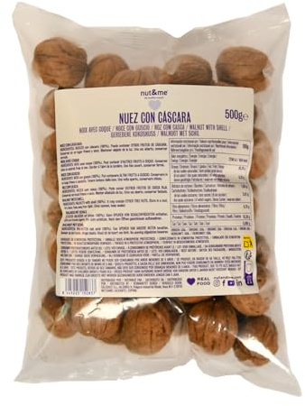 nut&me Nueces con Cáscara 500g | Alto contenido en Omega 3 | Ricas en Antioxidantes | Sin gluten | Snack 100% natural | Sin conservantes