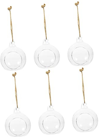 BAZEITFLOW Hängende Glasvase Kugelförmiger Blumenhalter 6cm Transparent Mikrolandschaft Teelichthalter Innen Außen Dekoration