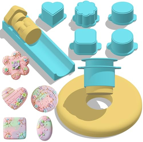 Hokkieam 5 Shapes Cake Pop Mold and 5 Shapes Trays Set, Cake Pop Cutter and Pusher with Unique Designs for Home Baking, Parties, Weddings
