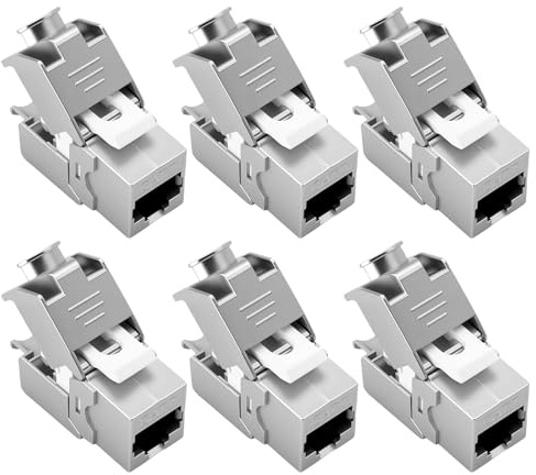 6 unidades CAT 7 Keystone Jack Modul, Keystone RJ45, 500 MHz 10 Gbps para CAT7 CAT6 CAT6a, sin herramientas, cable de red STP blindado, para paneles de red y enchufes de red