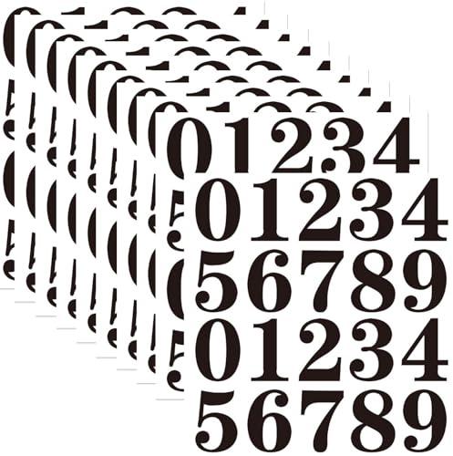 2 Inch Black Waterproof Number Stickers for Mailbox, Door, Bins - Self Adhesive 0-9 Numbers, 10 Sheets for Organizing, Lockers, Signs, Lockers, Bins, Trucks, Labels, Storage and More, Black